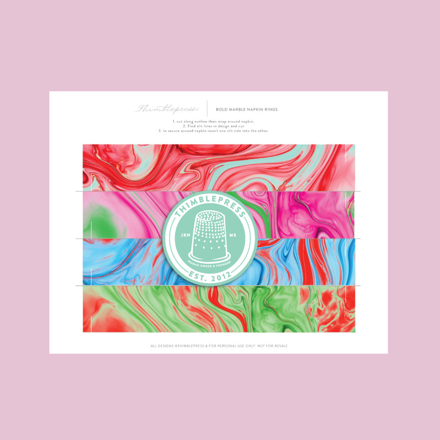 Bold Marble Napkin Ring Printable – Thimblepress