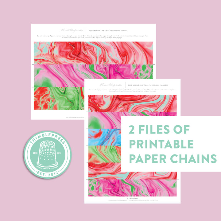 Bold Marble Paper Chain Printable – Thimblepress bold-marble-paper-chain-printable-thimblepress