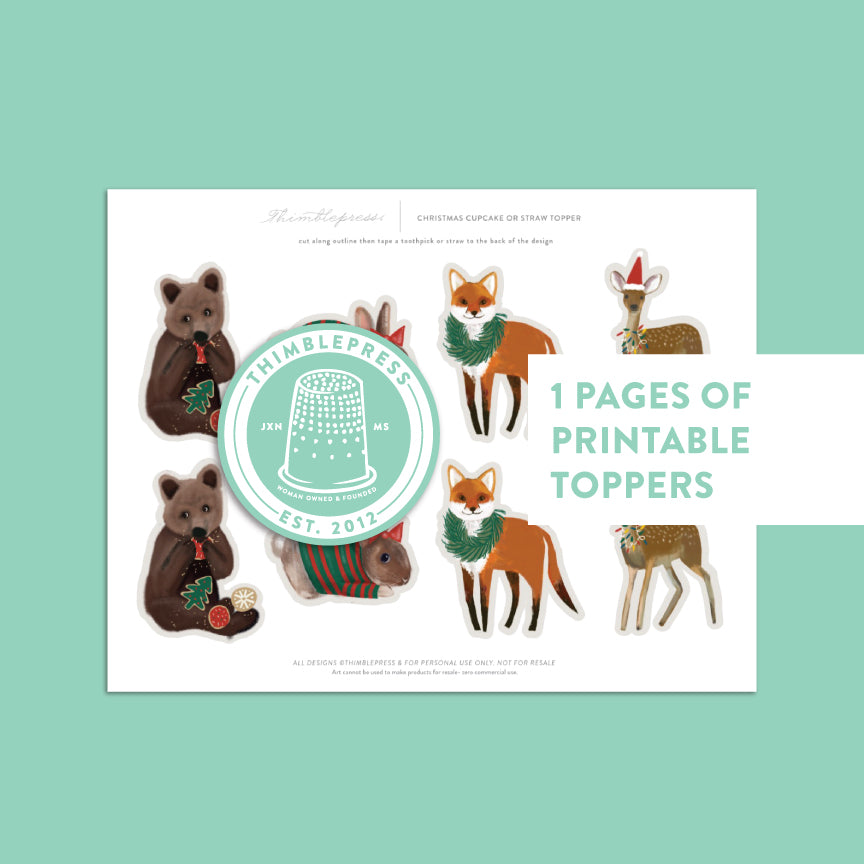 Woodland Creatures Holiday Topper Printables – Thimblepress