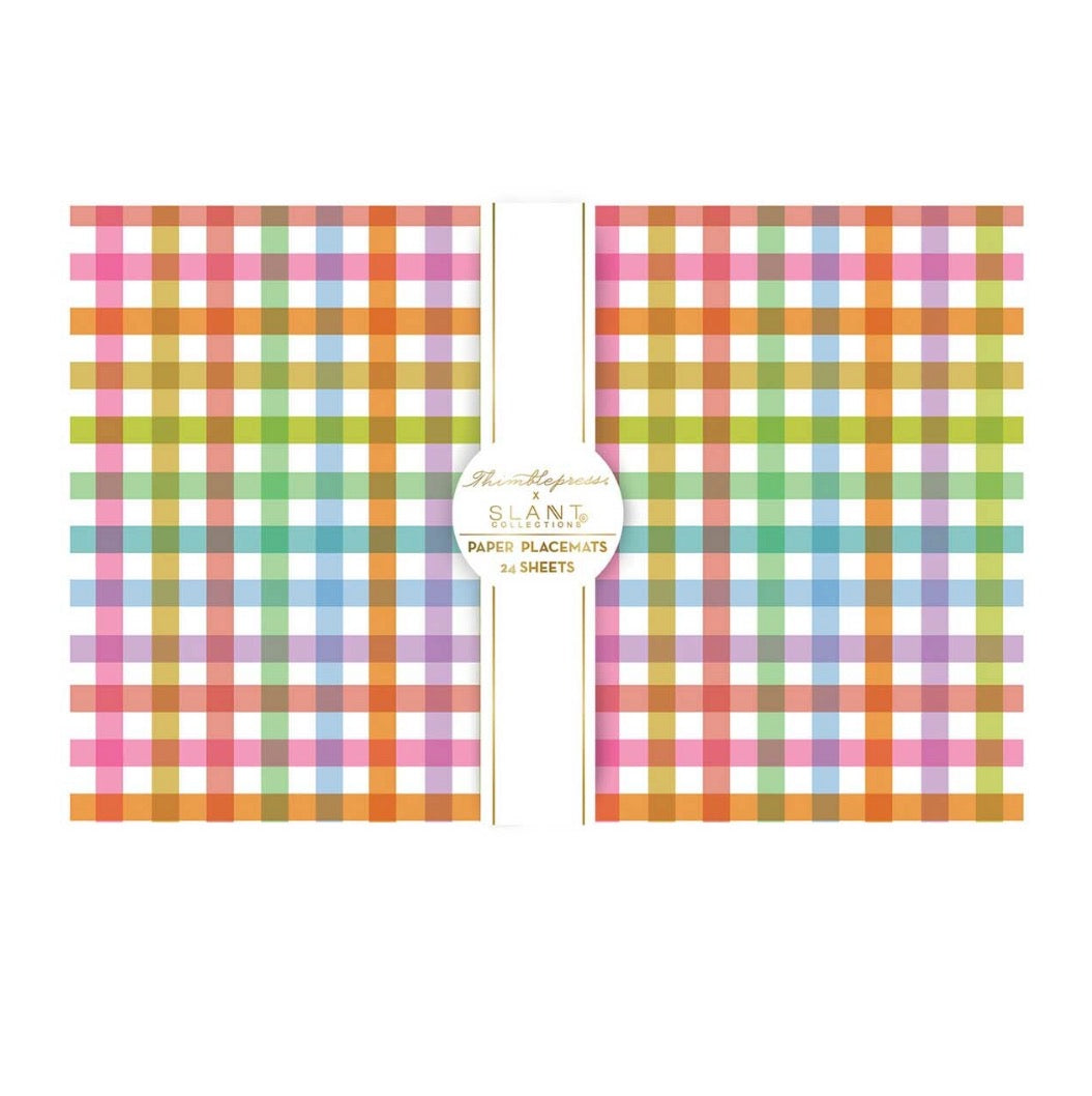 Rainbow Gingham Paper Placemats - Thimblepress