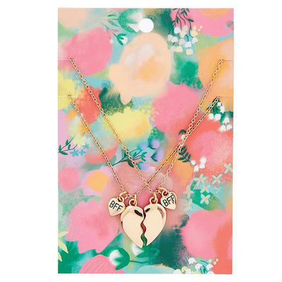 Best Friends Forever Heart Necklace with Floral Card