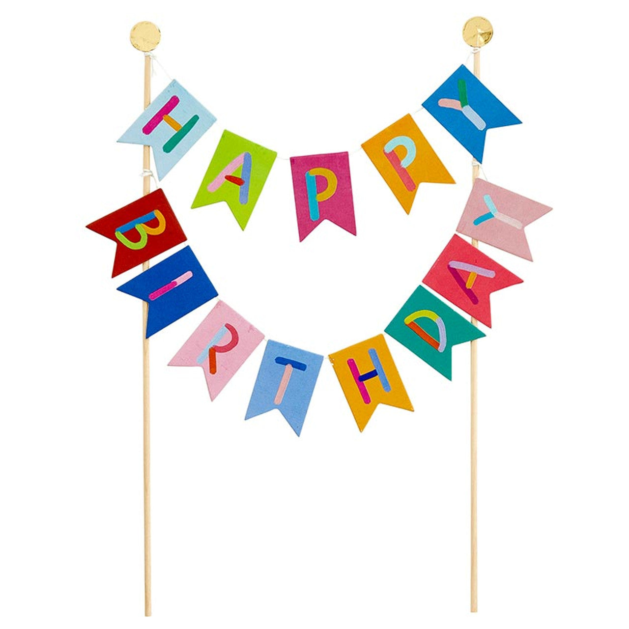 Happy Birthday Flags Garland Cake Topper