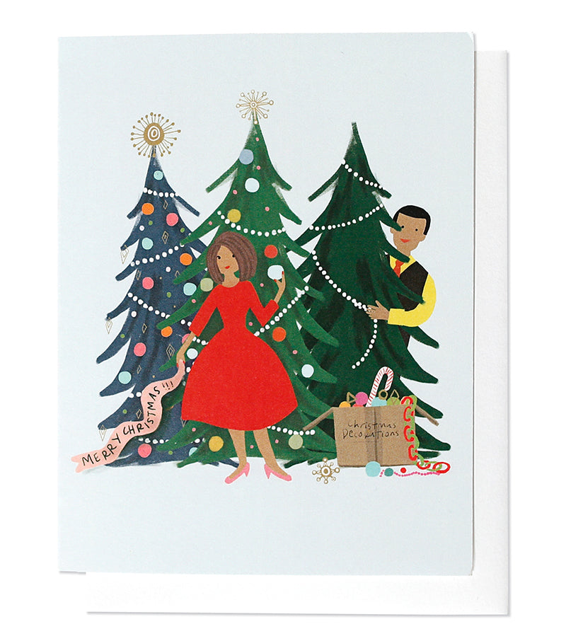 christmas couple dark tone card - Thimblepress