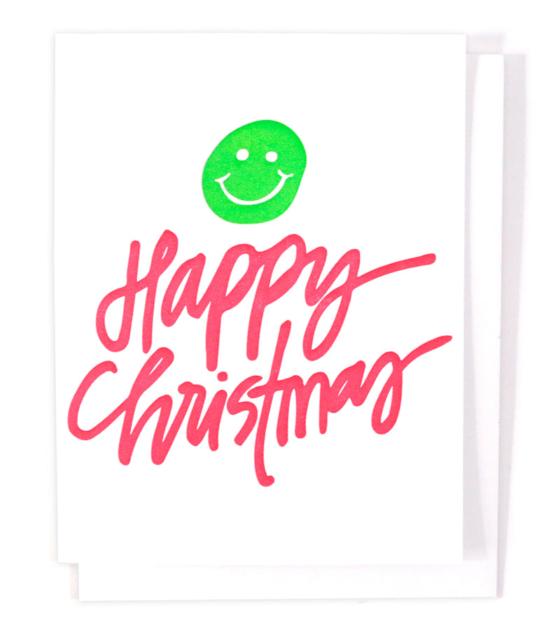 happy christmas letterpress card - Thimblepress