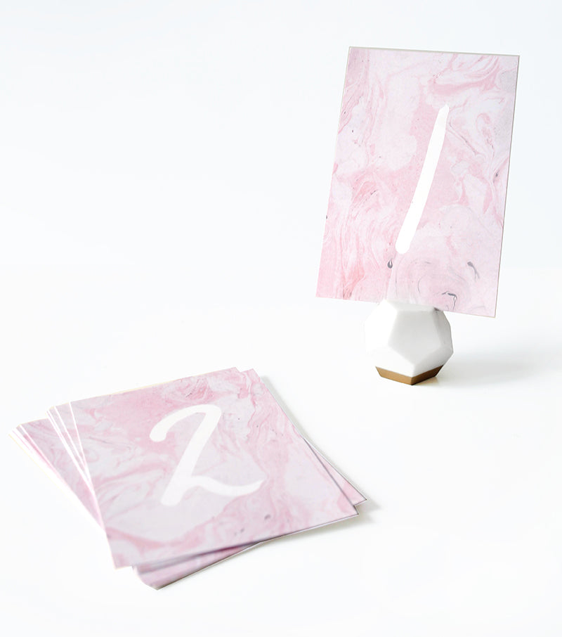 Pink Marble Table Numbers - Thimblepress