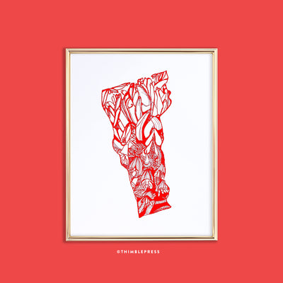vermont red clover state flower letterpress art print