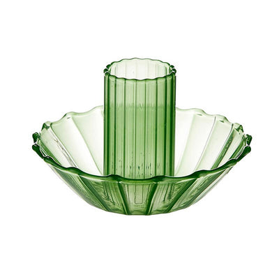 Vintage-Inspired Glass Candle Holder Green