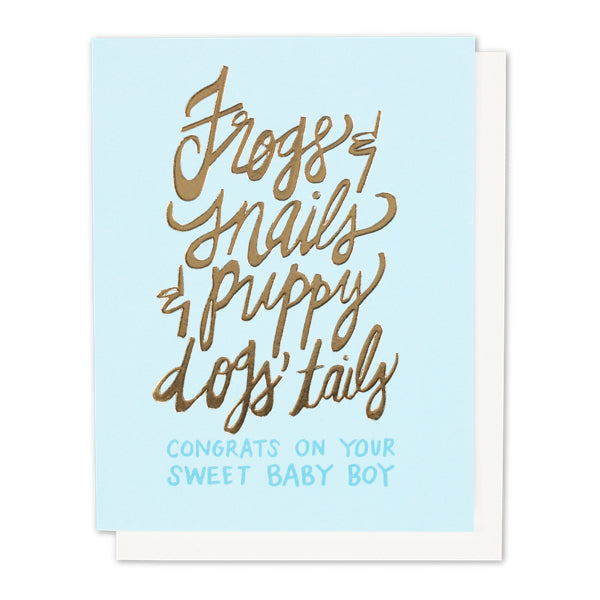 frogs & snails baby boy card - Thimblepress