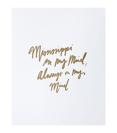 mississippi on my mind letterpress art print - Thimblepress