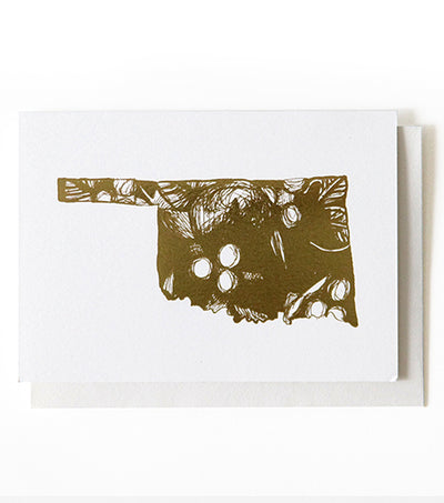 oklahoma mistletoe gold foil card - Thimblepress