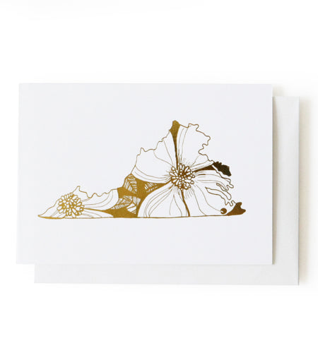 virginia american dogwood gold foil card - Thimblepress
