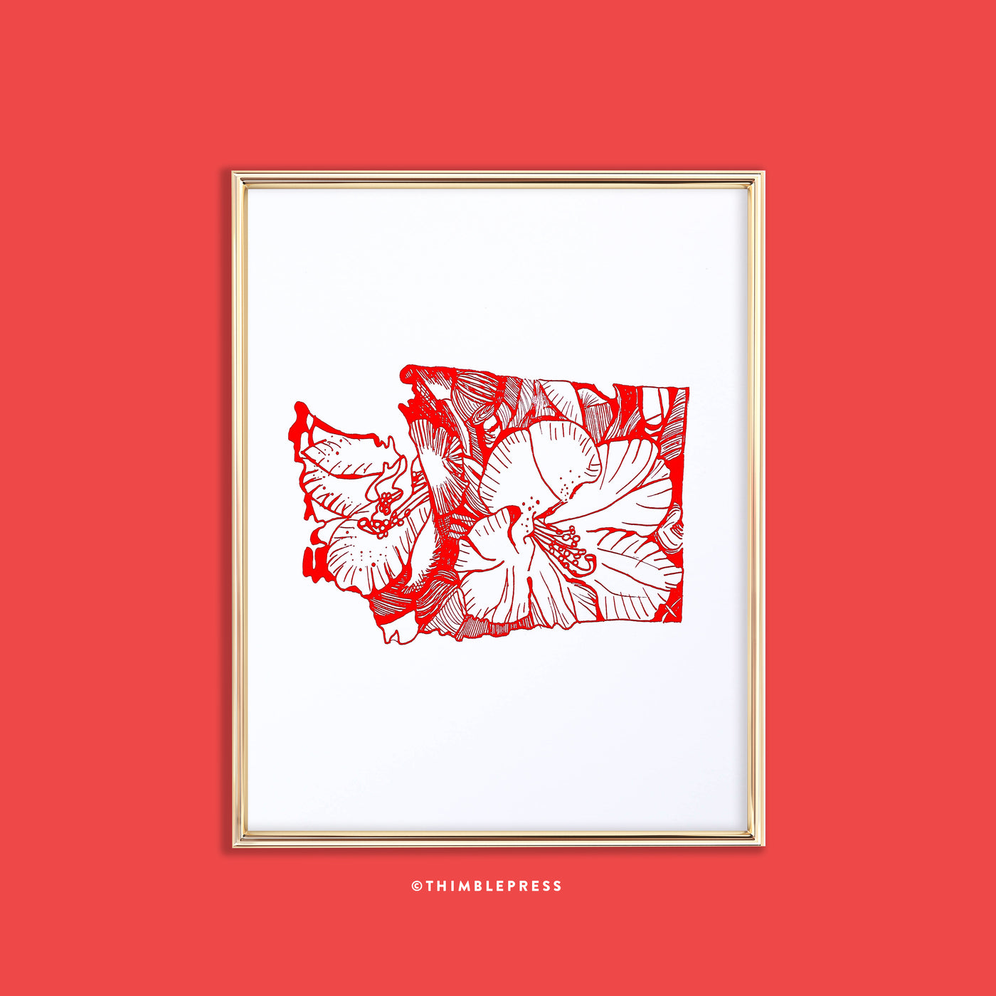 washington coast rhododendron letterpress art print