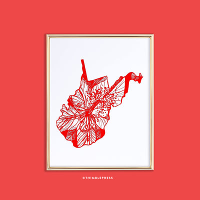 west virginia rhododendron state flower letterpress art print