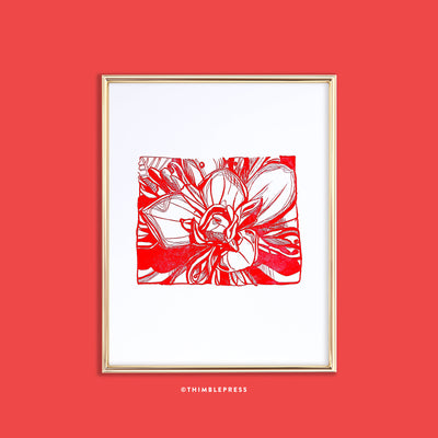 wyoming indian paintbrush state flower letterpress art print