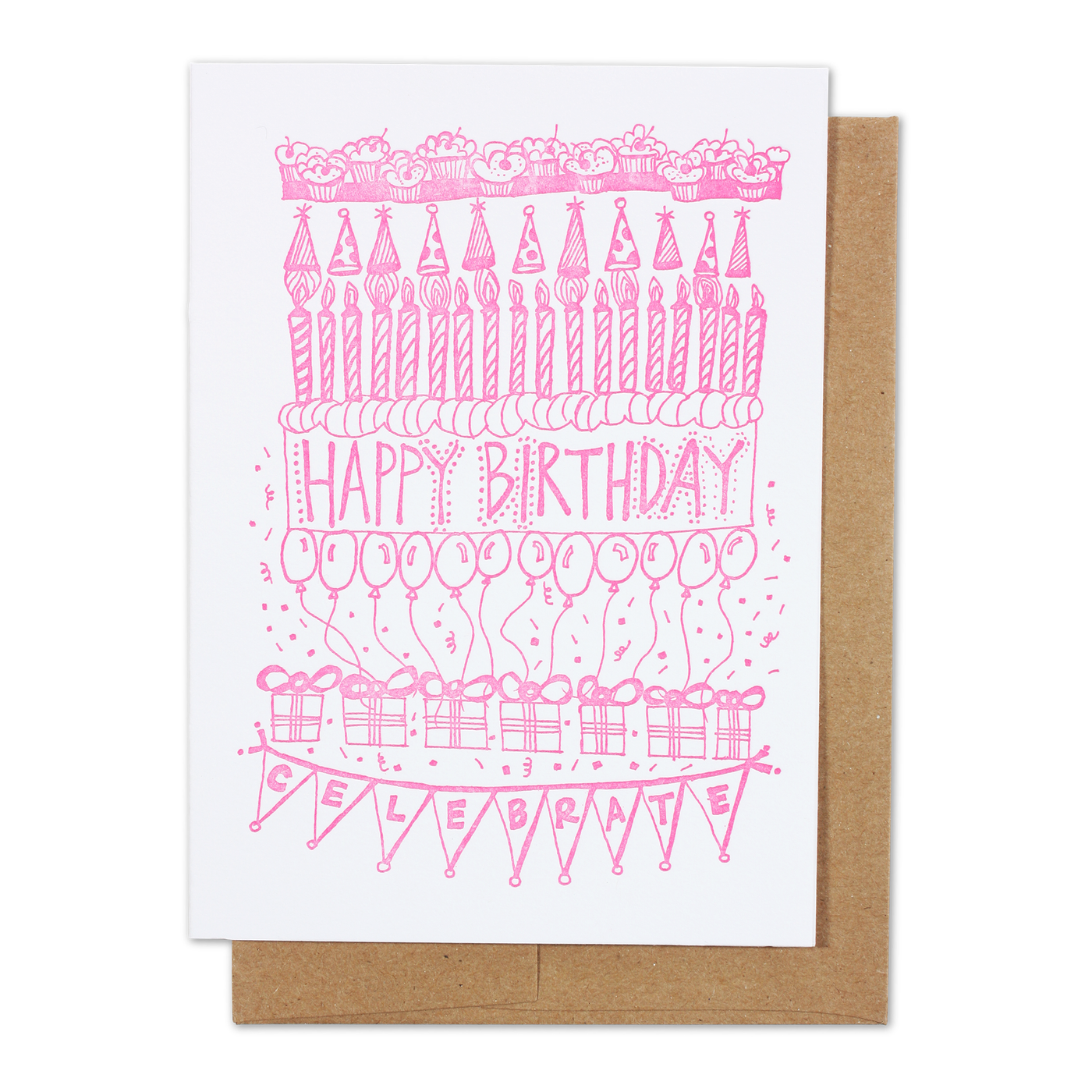 birthday stack letterpress card - Thimblepress