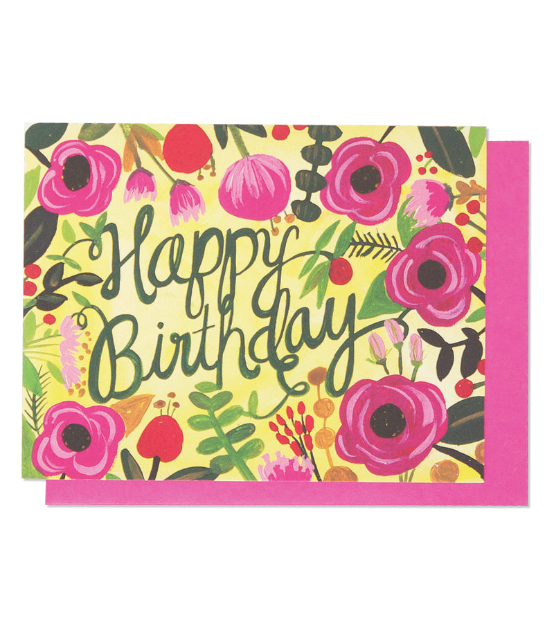happy birthday floral card - Thimblepress