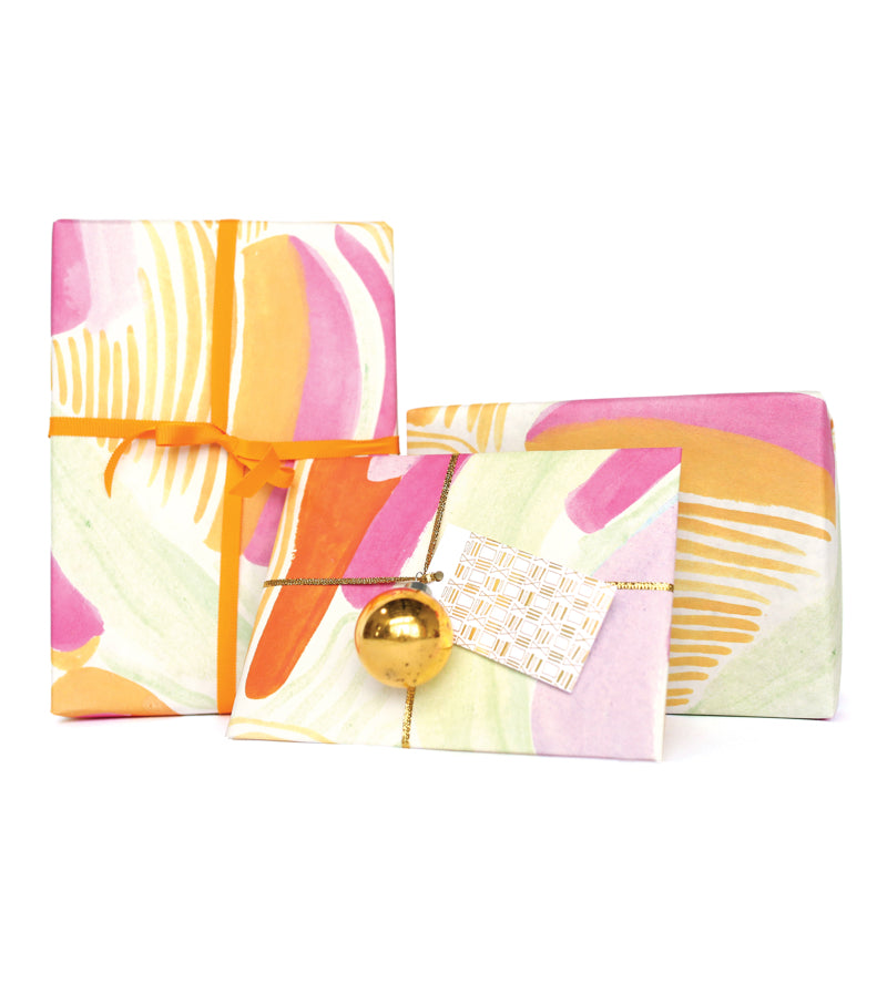 stripes orange gift wrap - Thimblepress