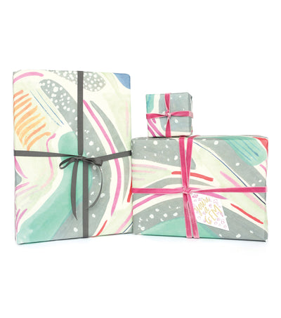 stripes aqua gift wrap - Thimblepress