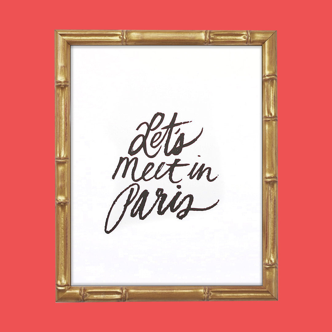 let's meet in Paris letterpress art print (black/pink)