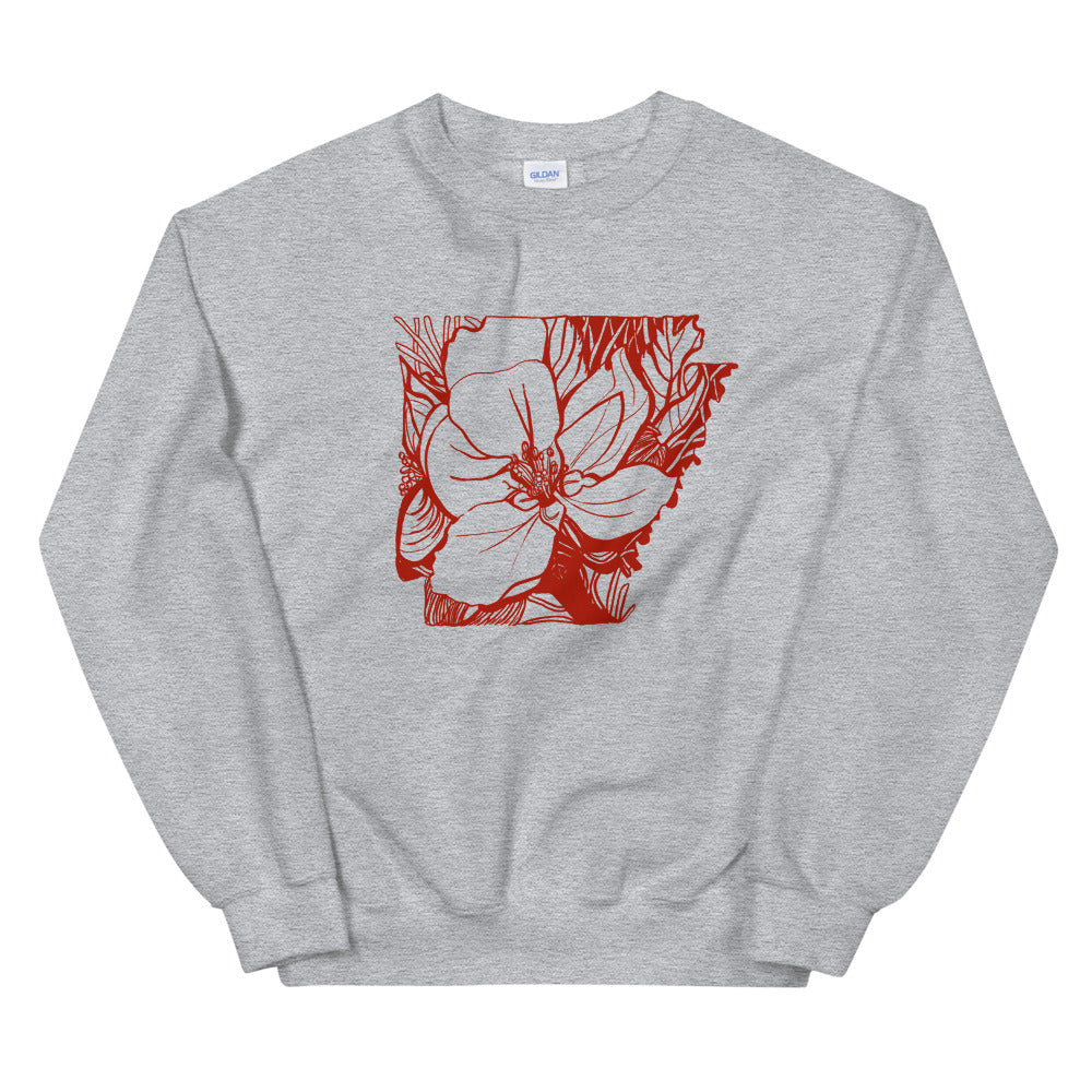 Arkansas Apple Blossom Grey Sweatshirt - Thimblepress