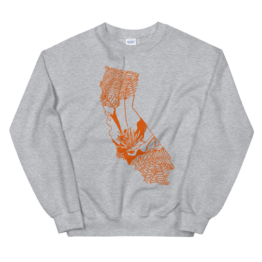California Poppy Grey Sweatshirt - Thimblepress