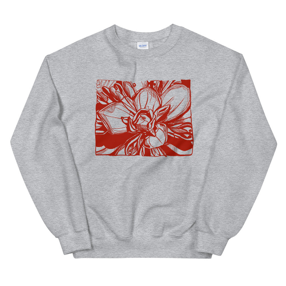 Wyoming Indian Paintbrush Grey Sweatshirt - Thimblepress