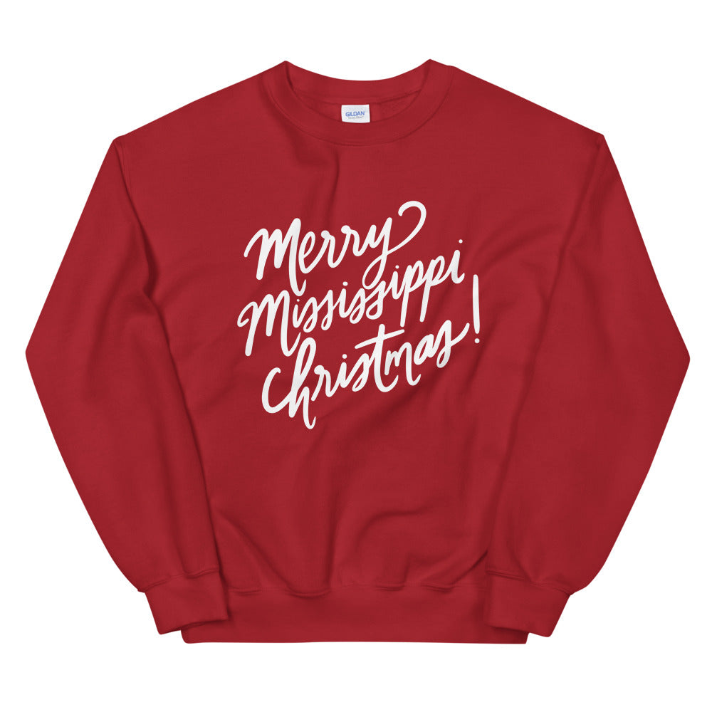 Merry Mississippi Christmas Adult Sweatshirt - Thimblepress