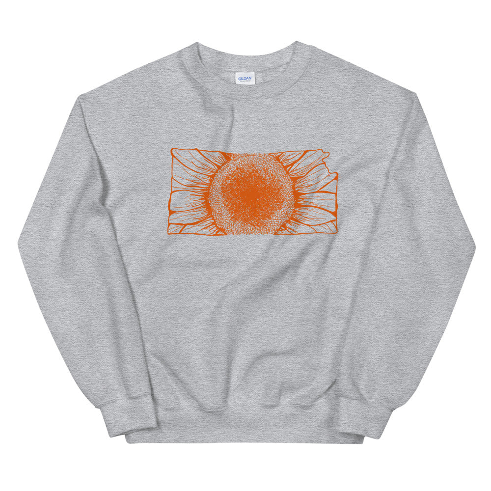 Kansas Sunflower Grey Sweatshirt - Thimblepress