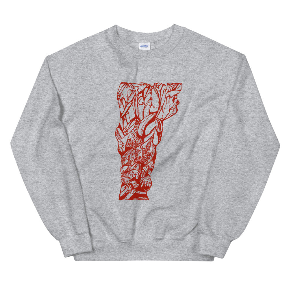 Vermont Red Clover Grey Sweatshirt - Thimblepress