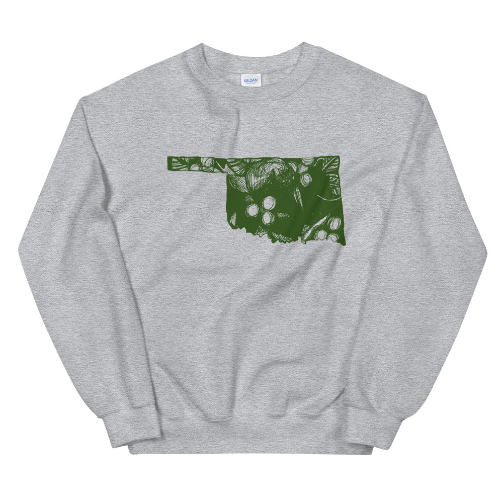Oklahoma Mistletoe Grey Sweatshirt - Thimblepress