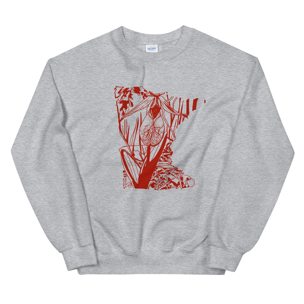 Minnesota Pink and White Lady's-Slipper Grey Sweatshirt - Thimblepress