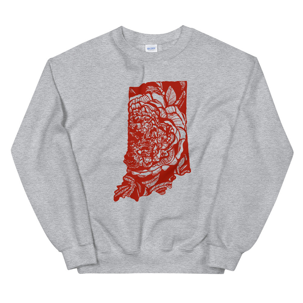 Indiana Peony Grey Sweatshirt - Thimblepress