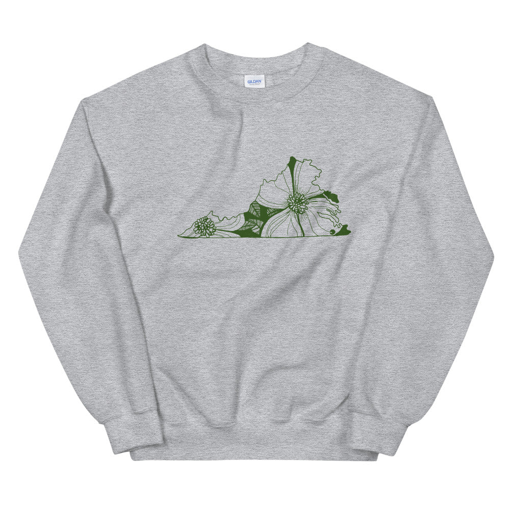 Virginia American Dogwood Grey Sweatshirt - Thimblepress
