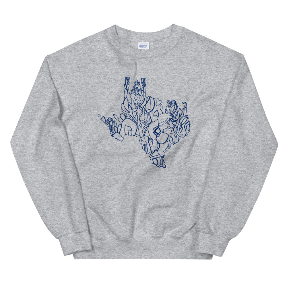 Texas Bluebonnet Grey Sweatshirt - Thimblepress