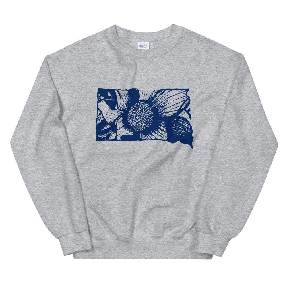 South Dakota Pasque Flower Grey Sweatshirt - Thimblepress