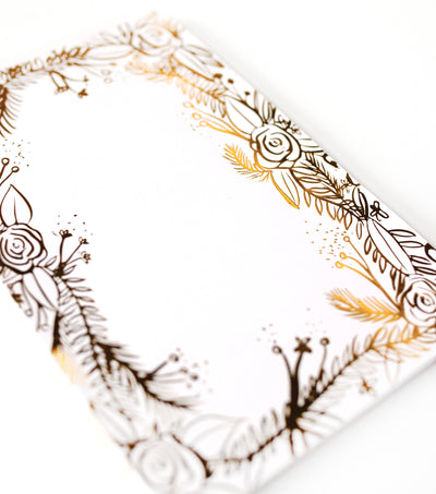 floral lines gold foil stamped notepad - Thimblepress