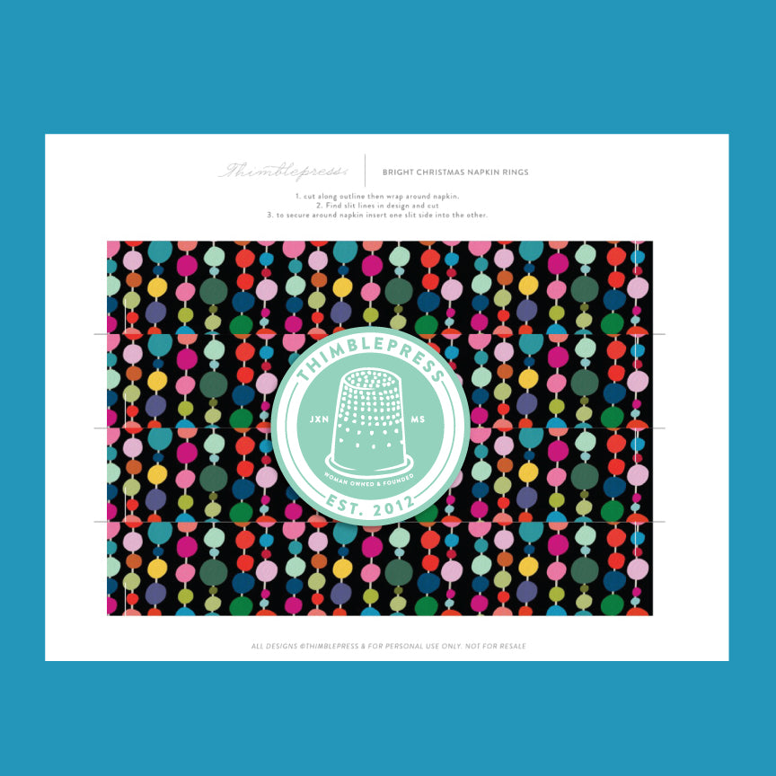 Bright Baubles Napkin Ring Printable – Thimblepress
