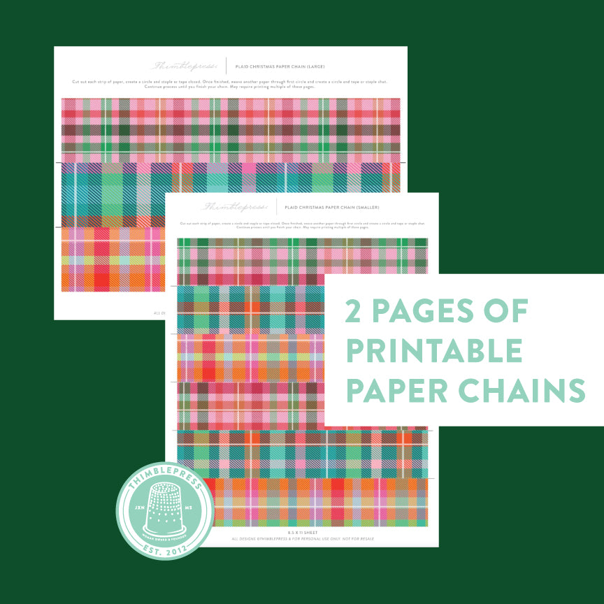 plaid-holiday-paper-chain-printable-thimblepress for Free Printable Printable Christmas Paper Chains Plaid Holiday Paper Chain Printable – Thimblepress for Free Printable Printable Christmas Paper Chains