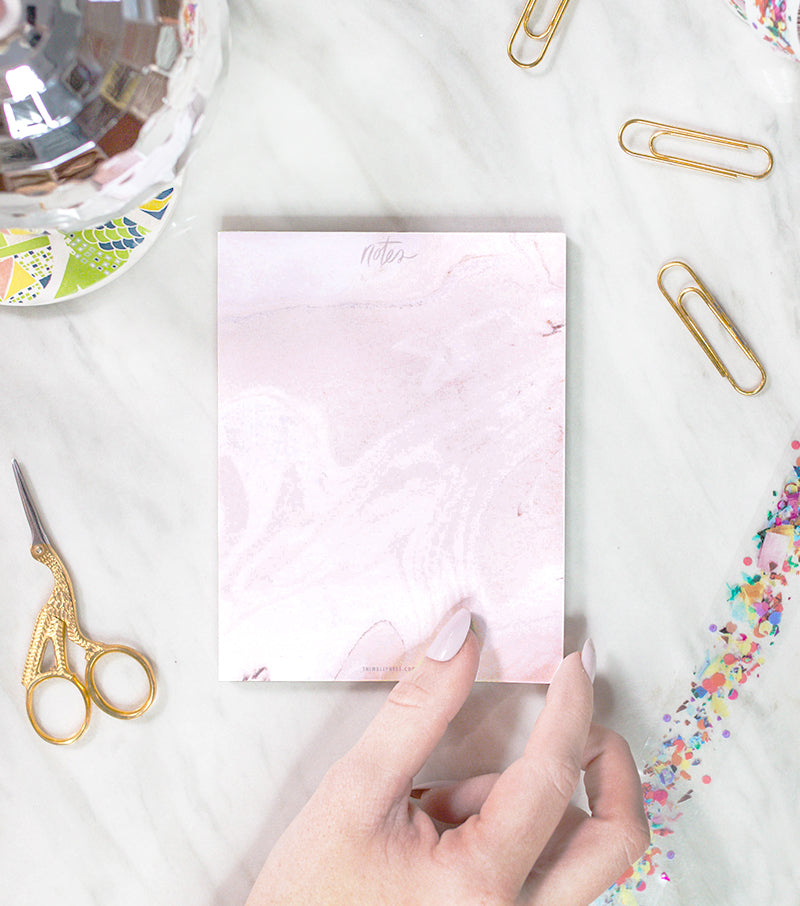 Pink Marbled Notepad - Thimblepress