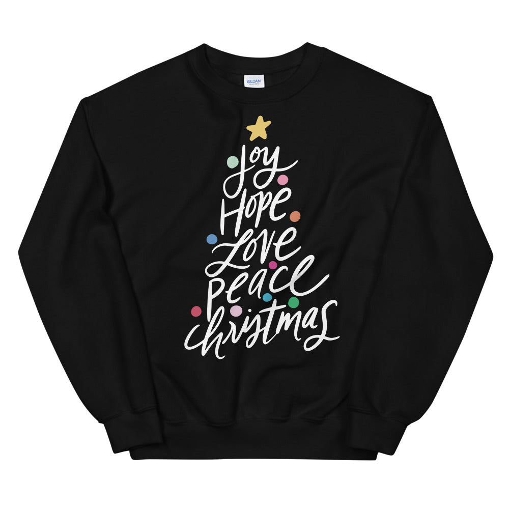 Joy Hope Love Peace Christmas Adult Sweatshirt - Thimblepress