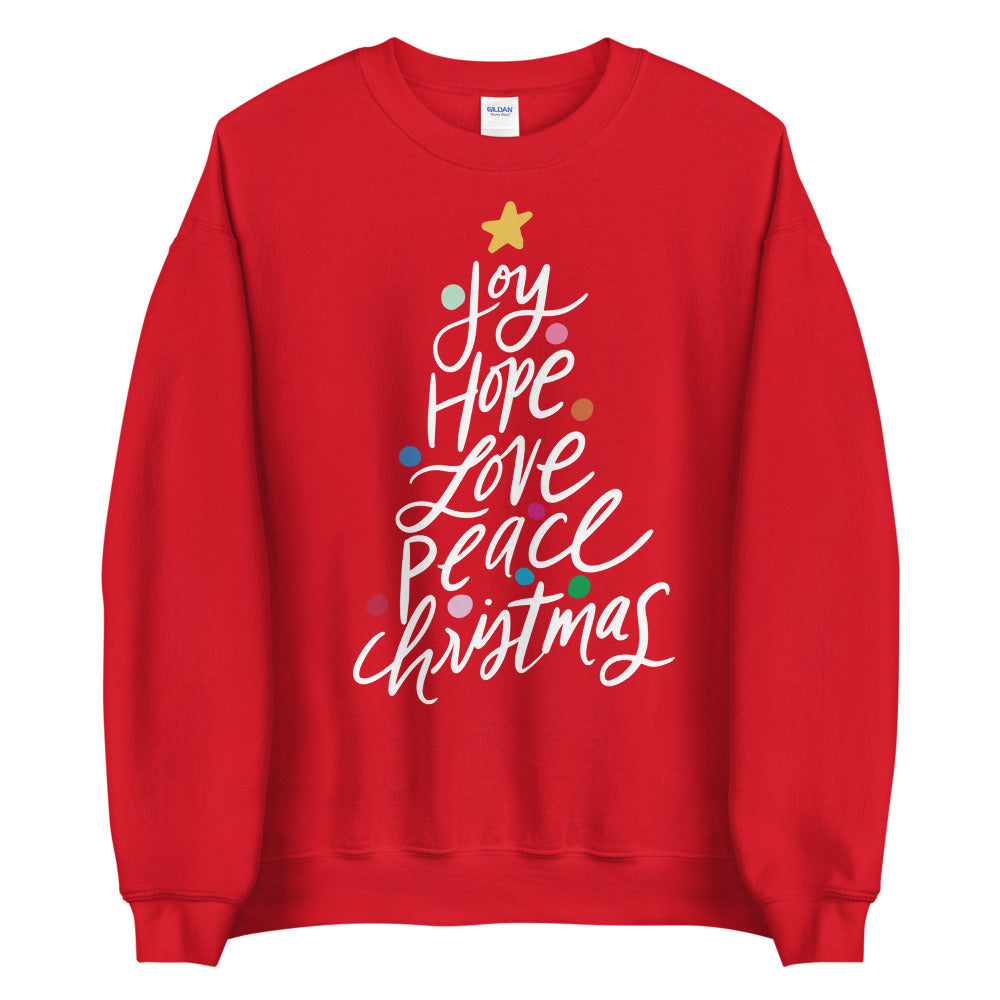 Joy Hope Love Peace Christmas Adult Sweatshirt - Thimblepress